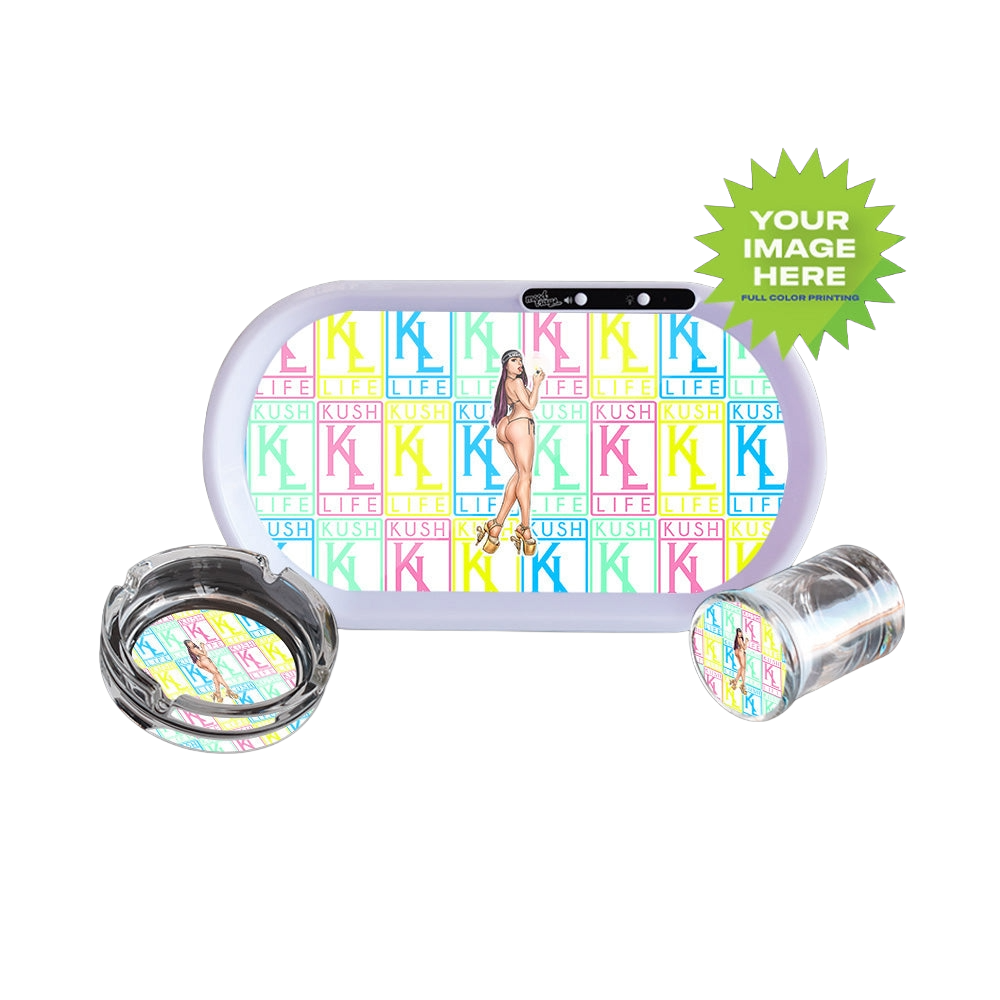 Custom Bluetooth Audio LED Rolling Mood Tray Set with Ash Tray and Jar (BUNDLE)