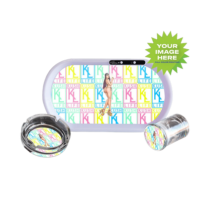 Custom Bluetooth Audio LED Rolling Mood Tray Set with Ash Tray and Jar (BUNDLE)