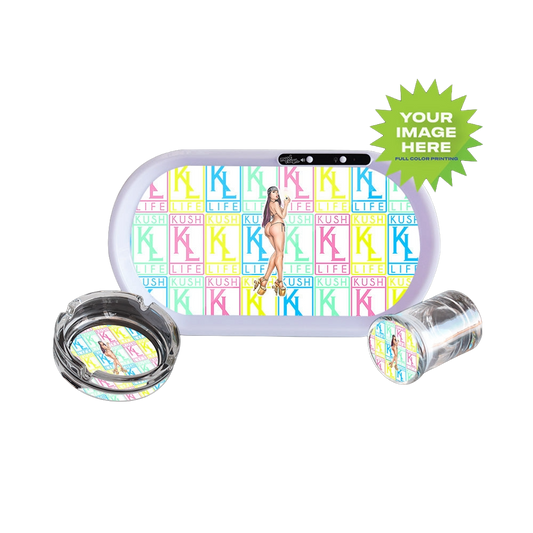Custom Bluetooth Audio LED Rolling Mood Tray Set with Ash Tray and Jar (BUNDLE)