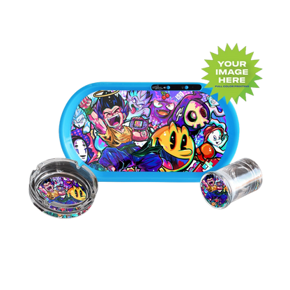 Custom Bluetooth Audio LED Rolling Mood Tray Set with Ash Tray and Jar (BUNDLE)