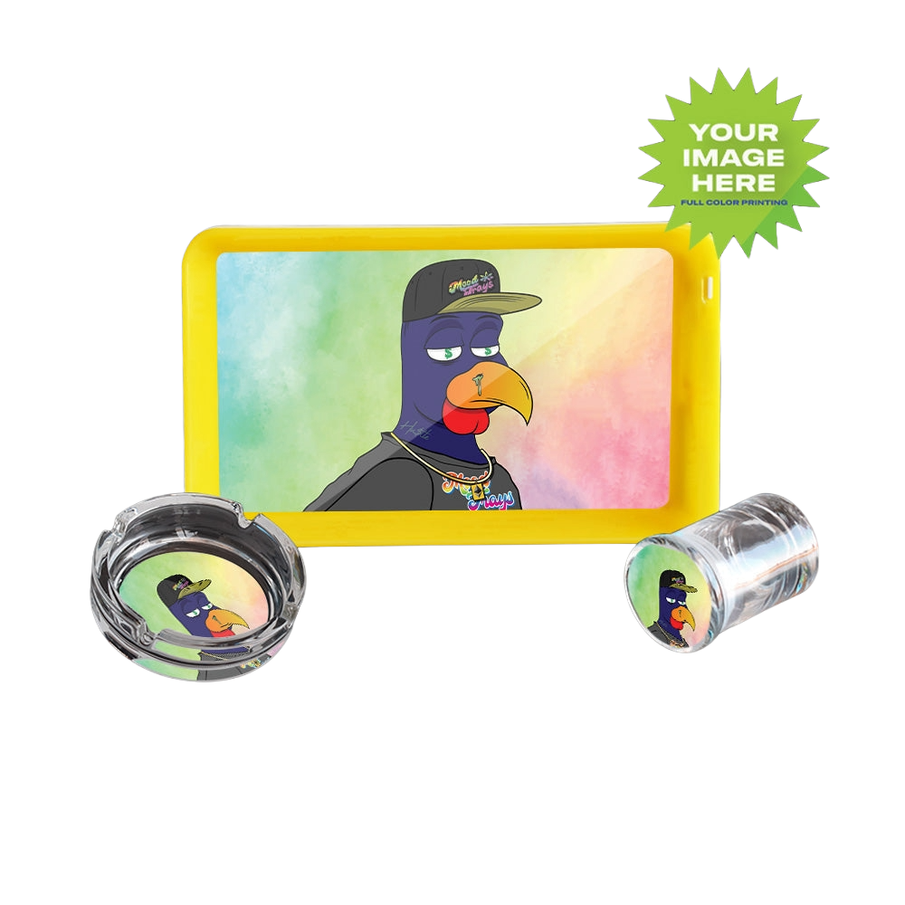 Custom LED Rolling Mood Tray Set with Ash Tray and Jar (BUNDLE)