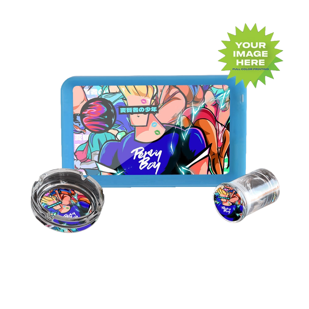 Custom LED Rolling Mood Tray Set with Ash Tray and Jar (BUNDLE)