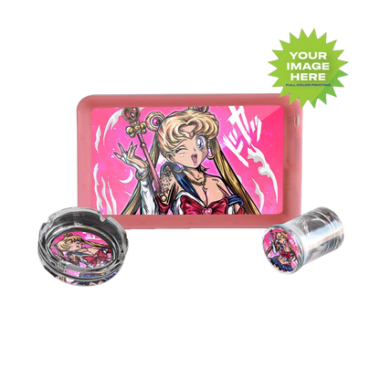 Custom LED Rolling Mood Tray Set with Ash Tray and Jar (BUNDLE)