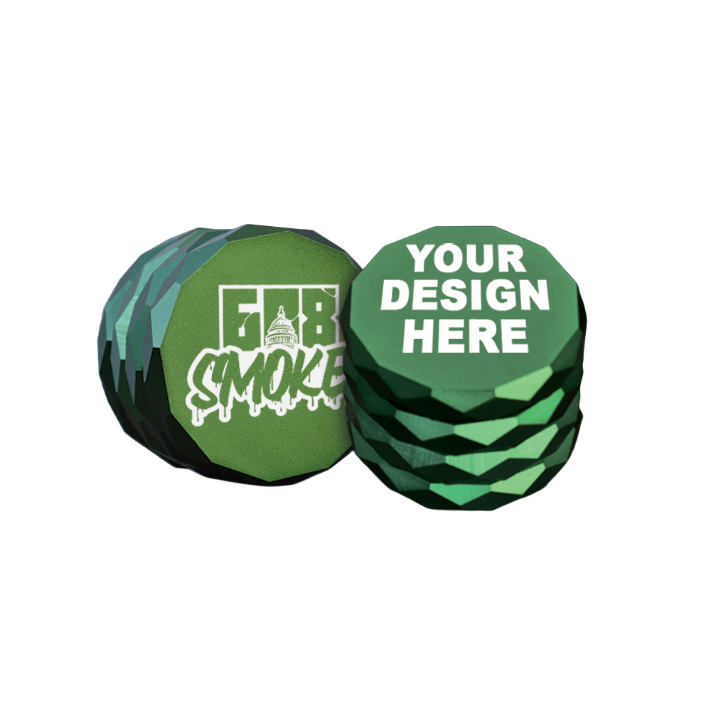 Custom Grinder - Anodized Aluminum Alloy 4  Chamber Custom Etched Grinder Shredder 2.38" x 2"