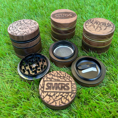 MOODTRAYS ™ - Create Your Own Walnut Wood Herb Grinder 2.38" x 2.54"