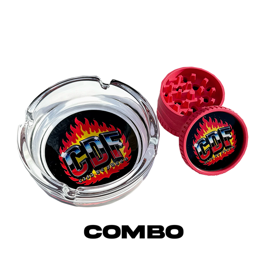 Custom Hemp Grinder & Glass Ashtray Combo SALE