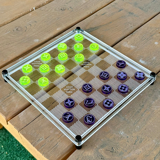Louie Dami LV Acrylic Checkerboard Rolling Tray