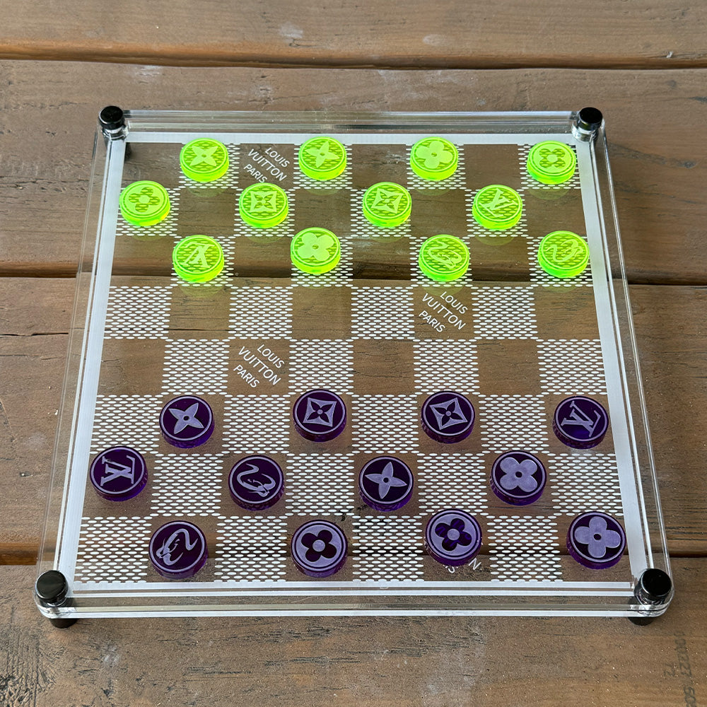 Louie Dami LV Acrylic Checkerboard Rolling Tray