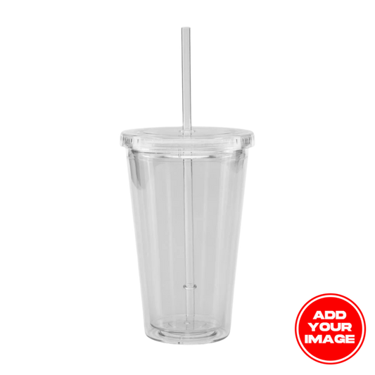 Custom Double Wall Clear Plastic Tumbler (16 oz)