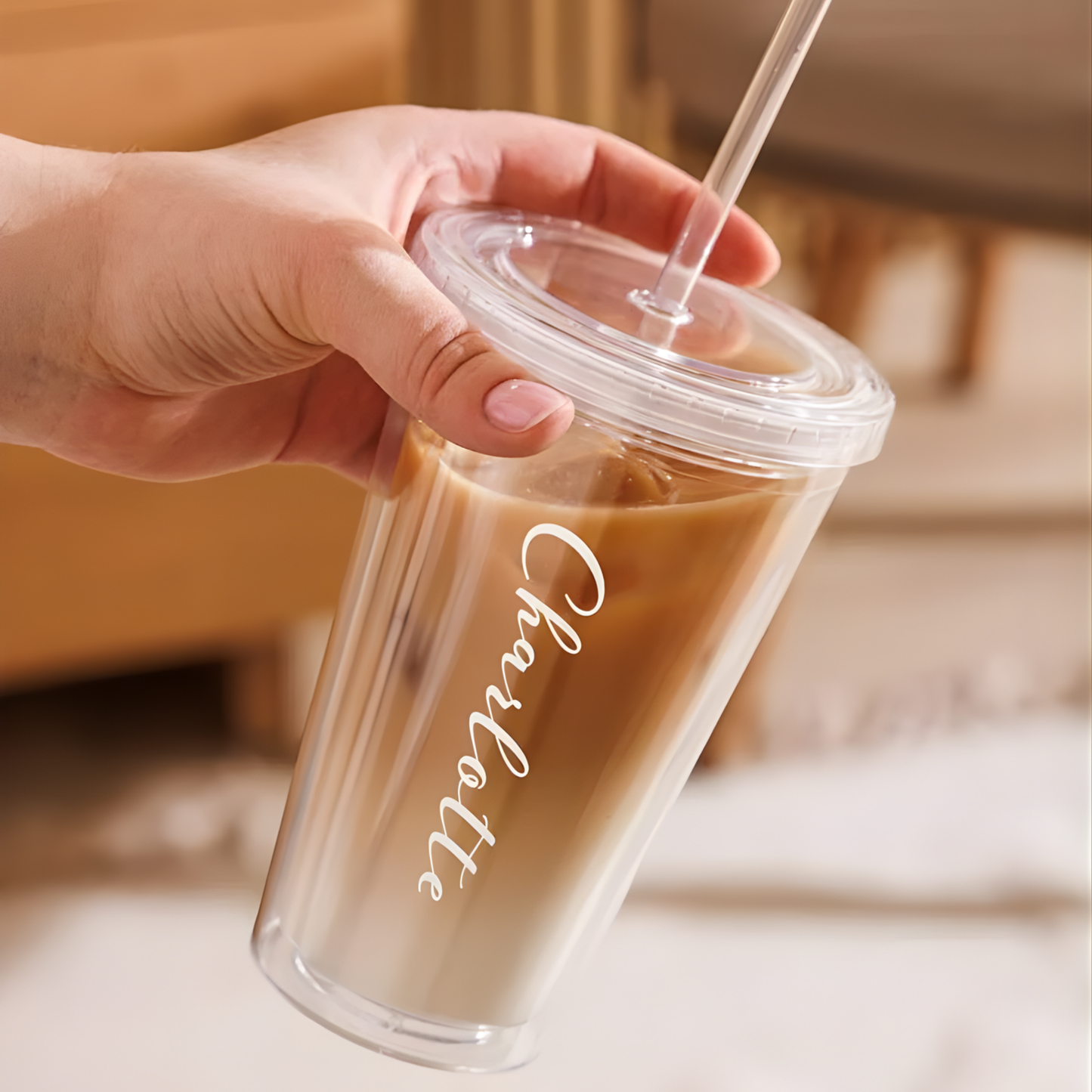Custom Double Wall Clear Plastic Tumbler (16 oz)