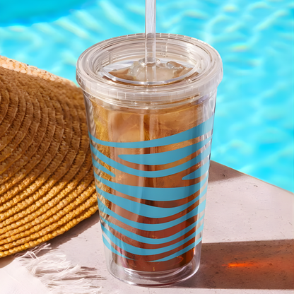 Custom Double Wall Clear Plastic Tumbler (16 oz)