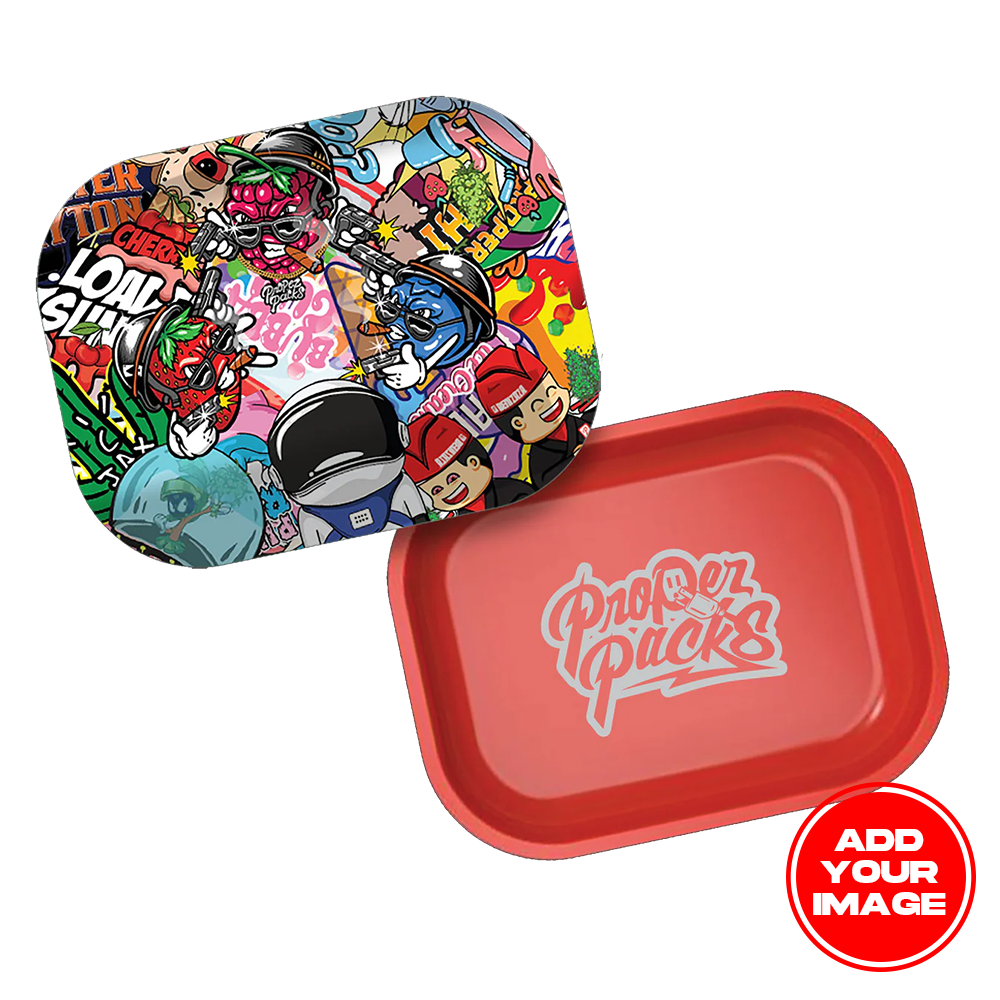 Custom Etched Tin Rolling Tray Small 7"x5.5" (Magnetic Lid)