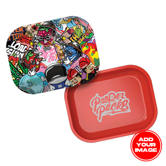 Custom Etched Tin Rolling Tray Small 7"x5.5" (Magnetic Lid)