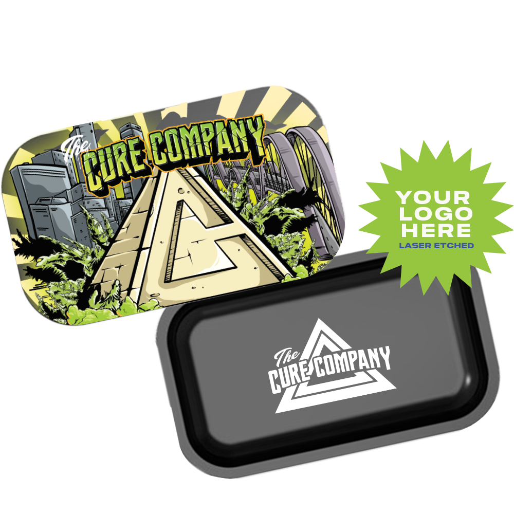 Custom Etched Tin Rolling Tray Medium Set with Ash Tray and Jar (BUNDLE)
