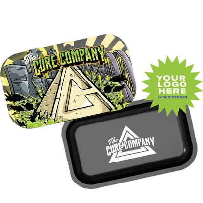 Custom Etched Tin Rolling Tray Medium Set with Ash Tray and Jar (BUNDLE)