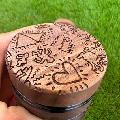 MOODTRAYS ™ - Create Your Own Walnut Wood Herb Grinder 2.38" x 2.54"