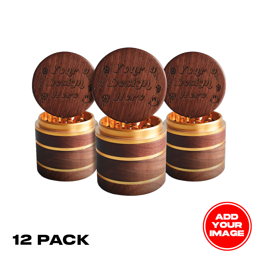 (12 PACK) Custom Walnut Wood Herb Grinder 2.38" x 2.54"