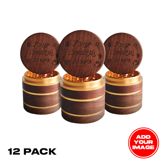 (12 PACK) Custom Walnut Wood Herb Grinder 2.38" x 2.54"