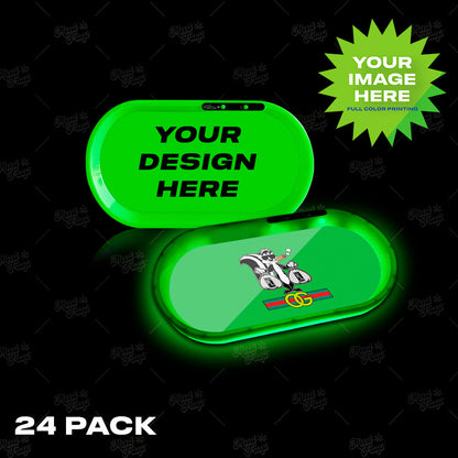 (24 PACK) Custom Bluetooth Audio LED Rolling Mood Tray - Design Your Own Custom Glow Tray with Speaker