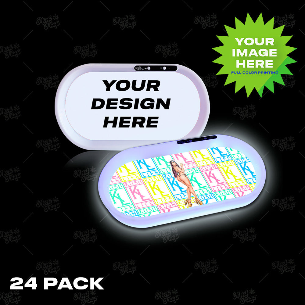 
                  
                    (24 PACK) MOODTRAYS ™ Create Your Own Bluetooth Audio LED Rolling Mood Tray - Design Your Own Custom Glow Tray with Speaker
                  
                