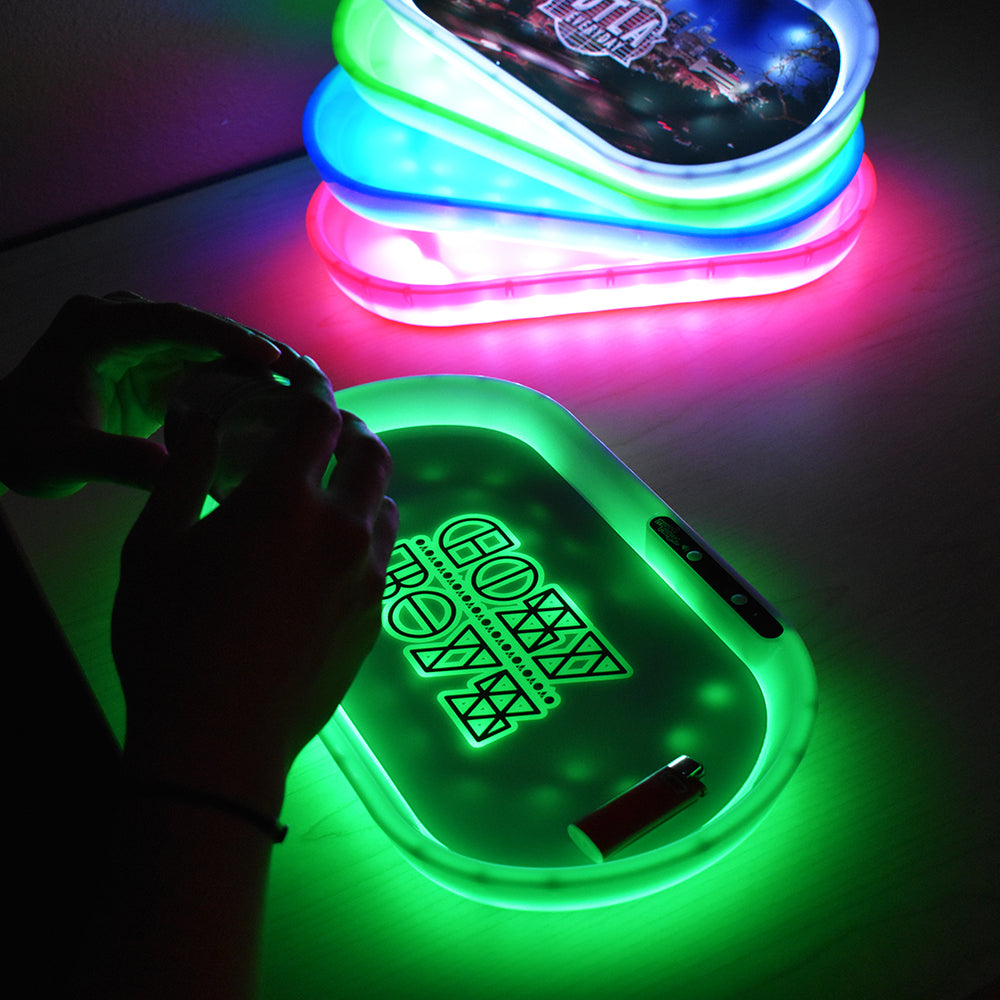 New Design LED Speaker Light Up Rolling Tray With Scale Wholesale Glow  Smoking Tray Custom Logo Tobacco Tray