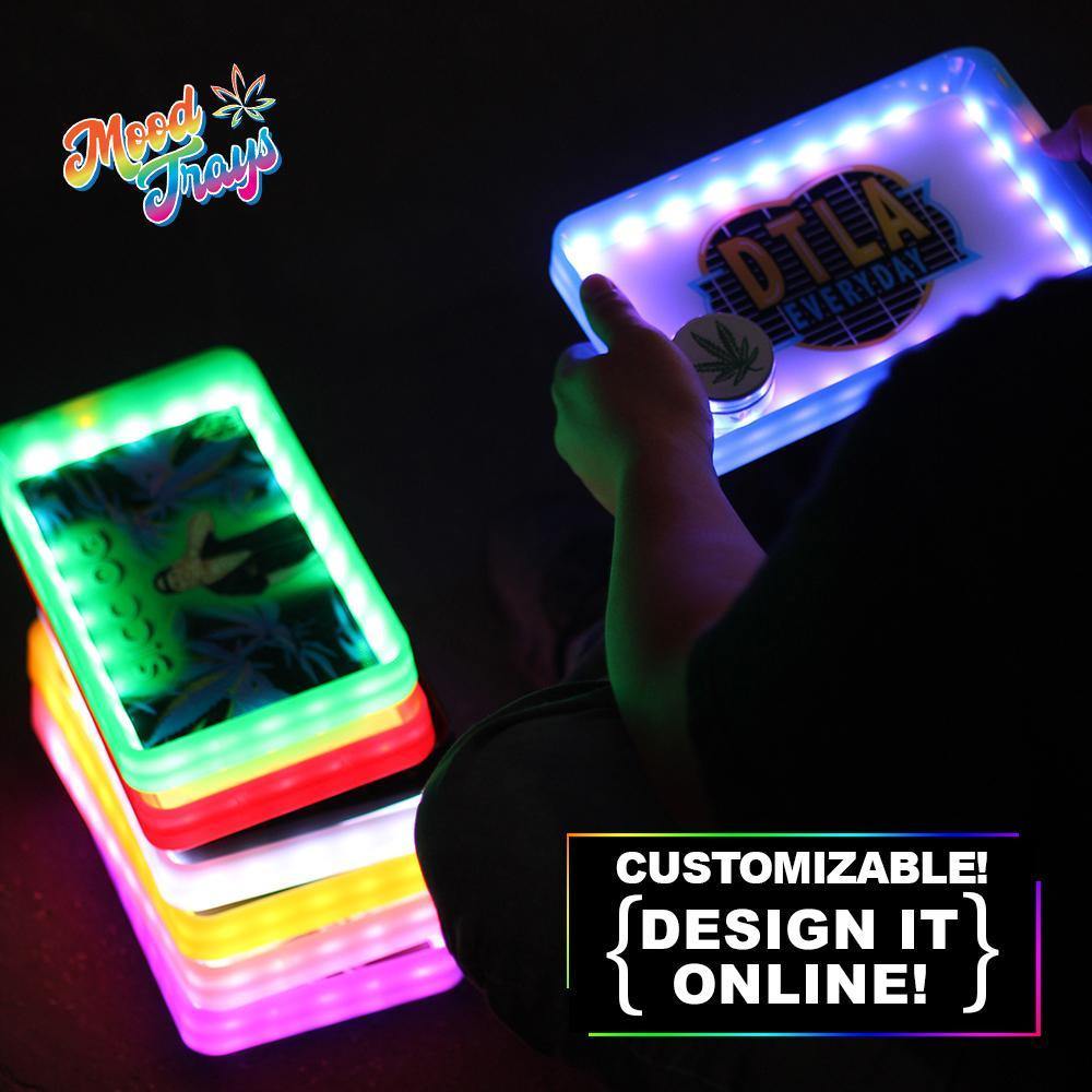 MOODTRAYS ™ Create Your Own Mood Tray 5.5" x 9.5" - Customizable LED Rolling Glow Trays (GREEN)