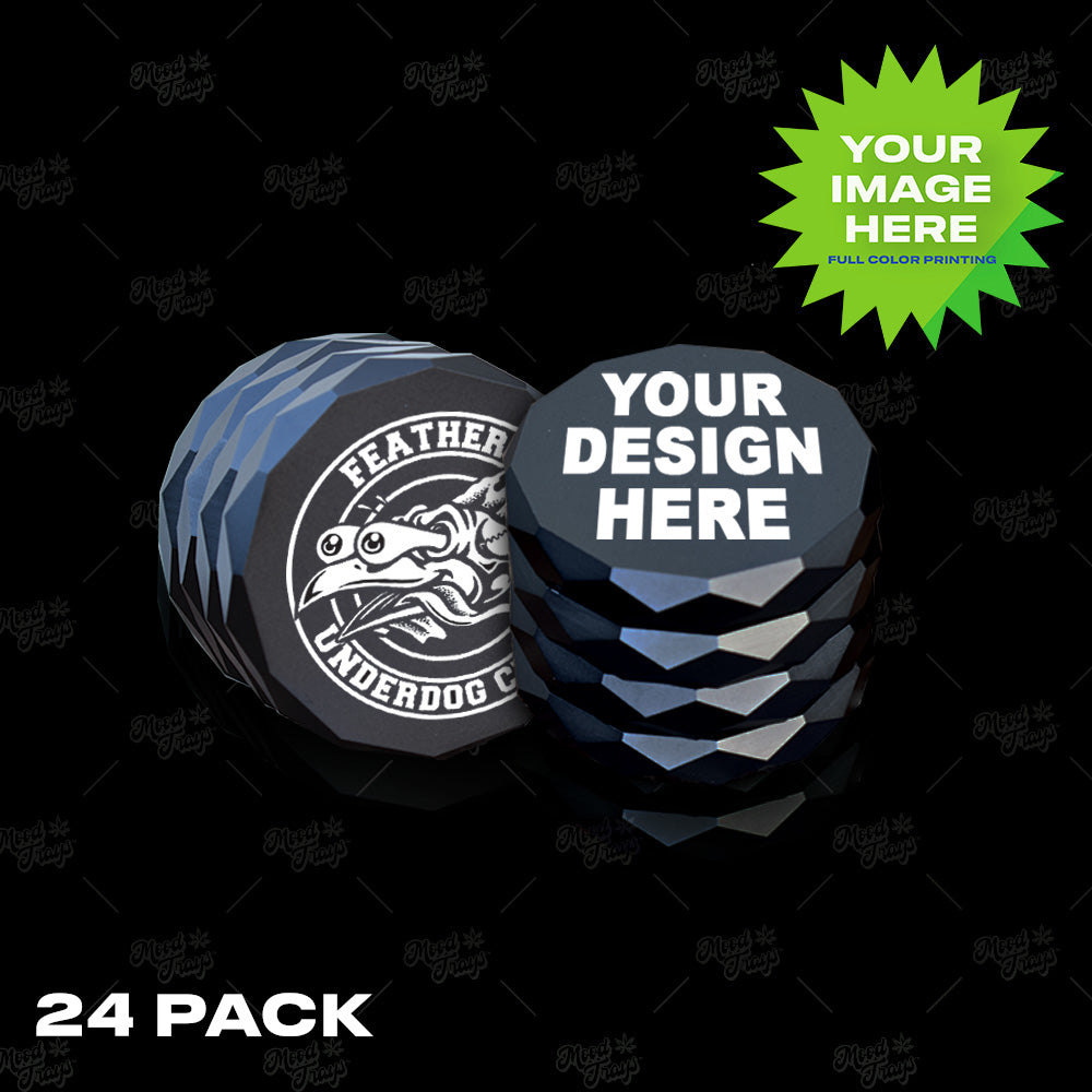 
                  
                    (24 PACK) MoodTrays ™ Create Your Own Custom Grinder - Anodized Aluminum Alloy 4  Chamber Custom Etched Grinder 2.38" x 2"
                  
                