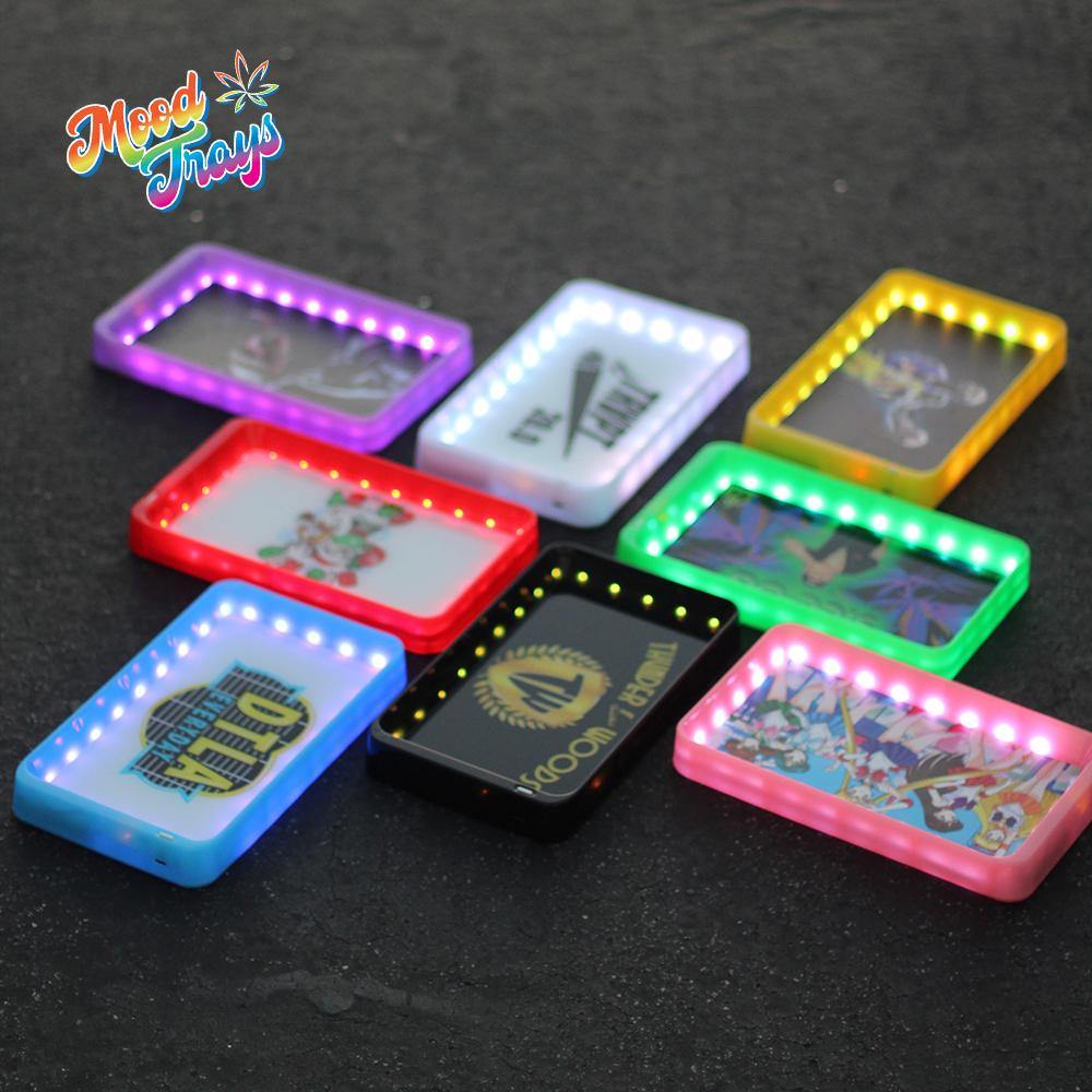 Custom LED Rolling Mood Tray Set 5.5" x 9.5" w/ Ash Tray & Glass Jar (BUNDLE DEAL) - MoodTrays