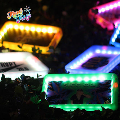 Custom LED Rolling Mood Tray Set 5.5" x 9.5" w/ Ash Tray & Glass Jar (BUNDLE DEAL) - MoodTrays