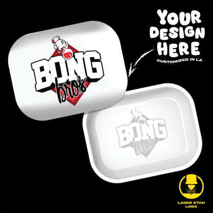 (24 Pack) Custom Etched Tin Rolling Tray Small 7"x5.5" (Magnetic Lid)