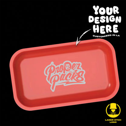 (24 PACK) Custom Etched Tin Rolling Tray Medium 10.6"x6.3" (Magnetic Lid)