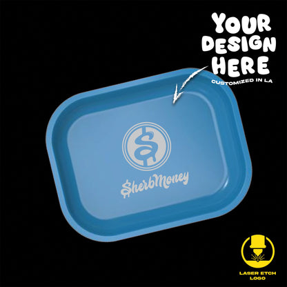 (24 Pack) Custom Etched Tin Rolling Tray Small 7"x5.5" (Magnetic Lid)