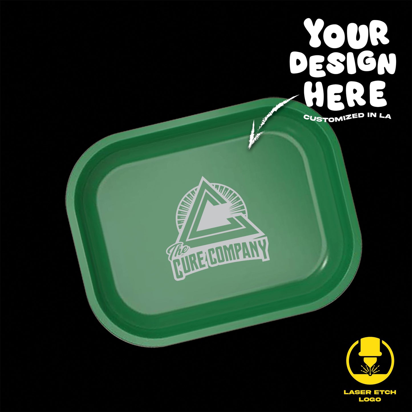 (24 Pack) Custom Etched Tin Rolling Tray Small 7"x5.5" (Magnetic Lid)