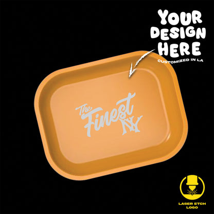 (24 Pack) Custom Etched Tin Rolling Tray Small 7"x5.5" (Magnetic Lid)