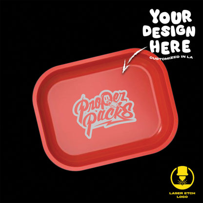 (24 Pack) Custom Etched Tin Rolling Tray Small 7"x5.5" (Magnetic Lid)