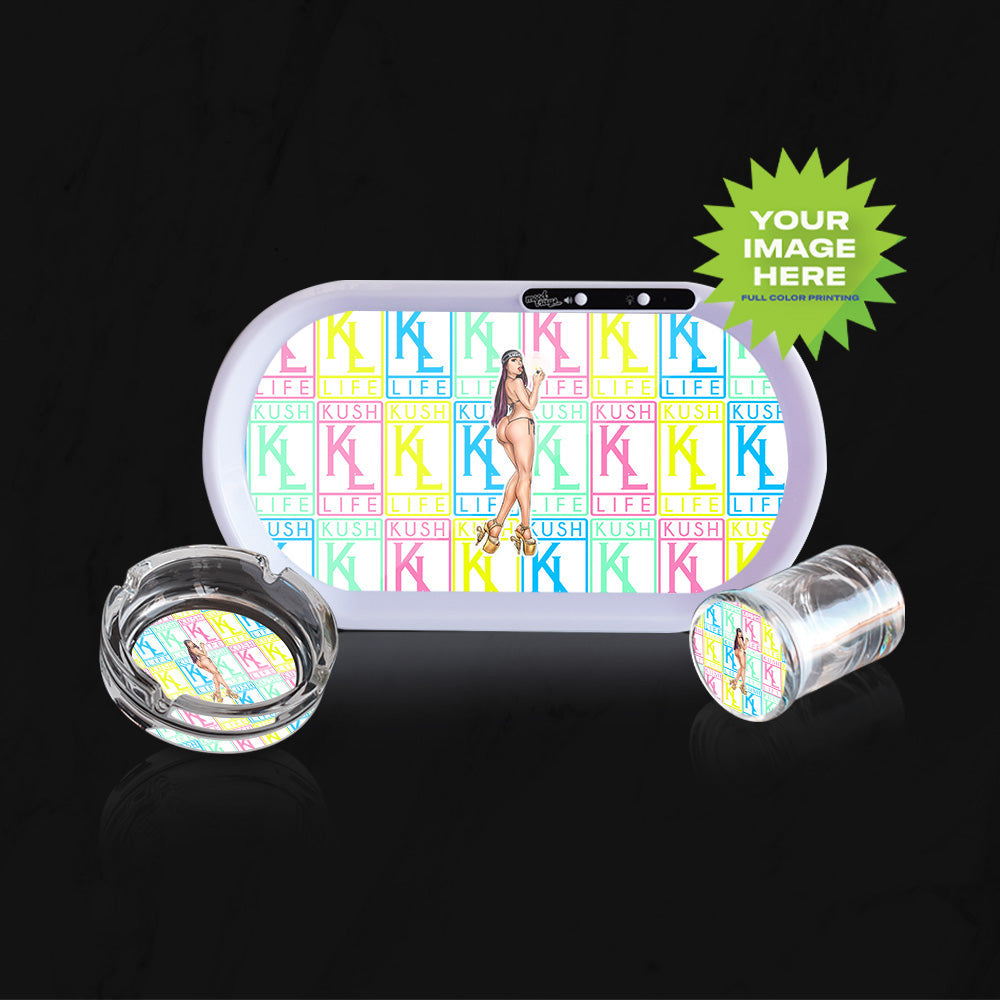 MOODTRAYS ™ Create Your Own Bluetooth Audio LED Rolling Mood Tray Set with Ash Tray and Jar (BUNDLE)