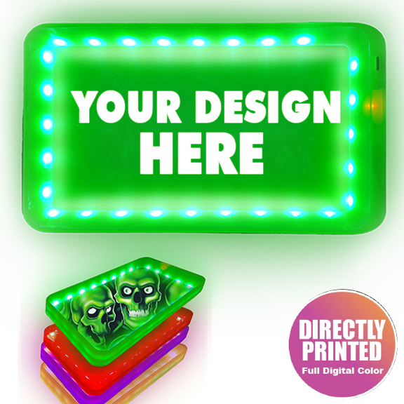MOODTRAYS ™ Create Your Own Mood Tray 5.5" x 9.5" - Customizable LED Rolling Glow Trays (GREEN)