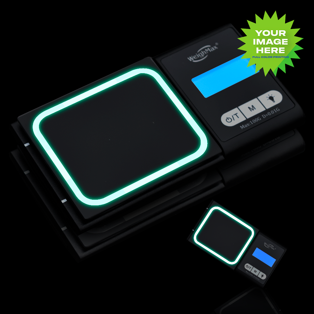 
                  
                    MOODTRAYS ™ Create Your Own LED Light up Digital Pocket Weight Scale Gram 100g x 0.01g - Custom LED Scale
                  
                