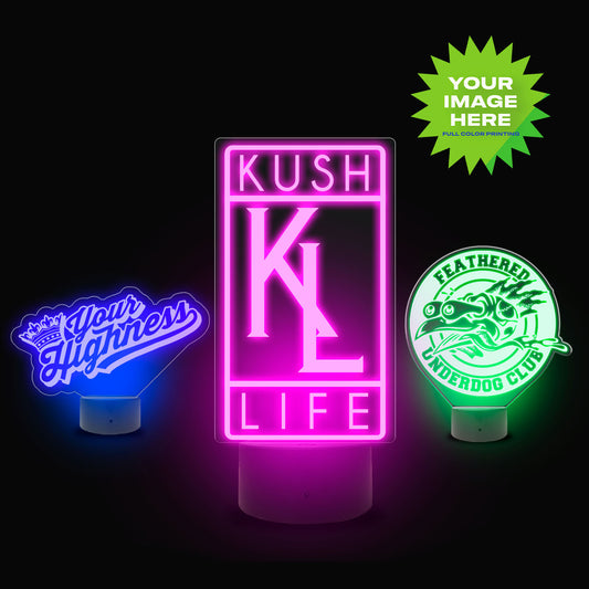 MOODTRAYS ™ Create Your Own LED Light Base & Custom Laser-Etched Acrylic Sign with Logo/Art