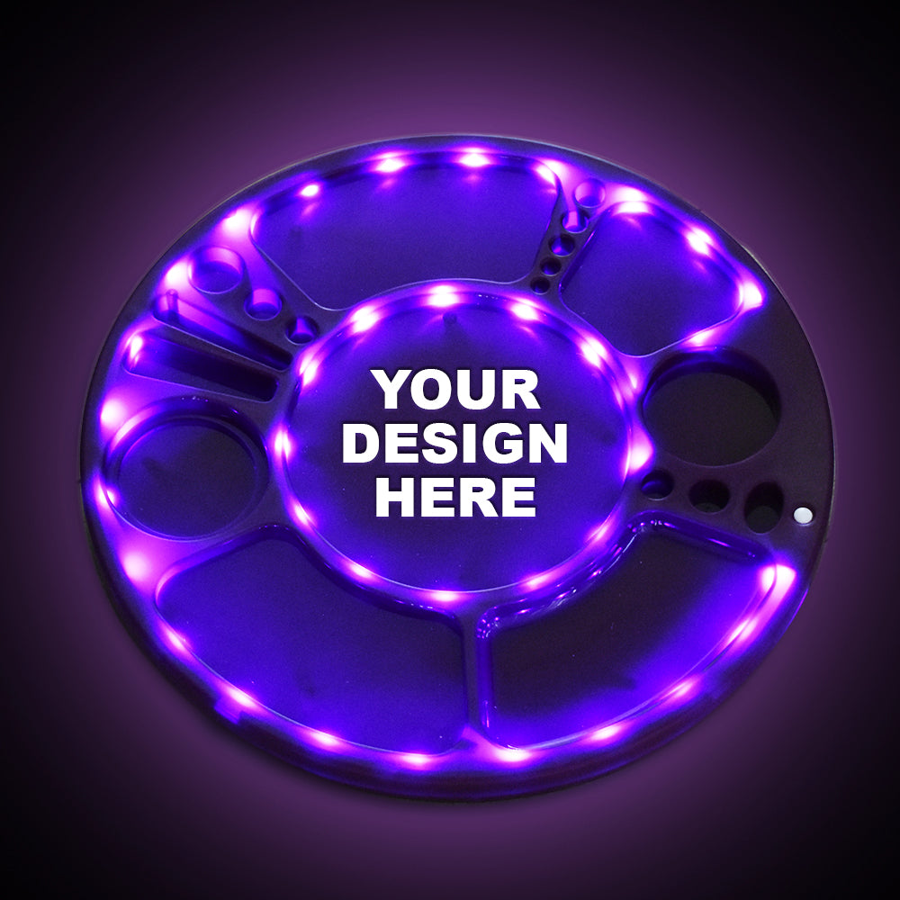 
                  
                    Custom LED Mary Go Round Tray 14" x 14" - Customizable LED Rolling Spin Dab Tray
                  
                