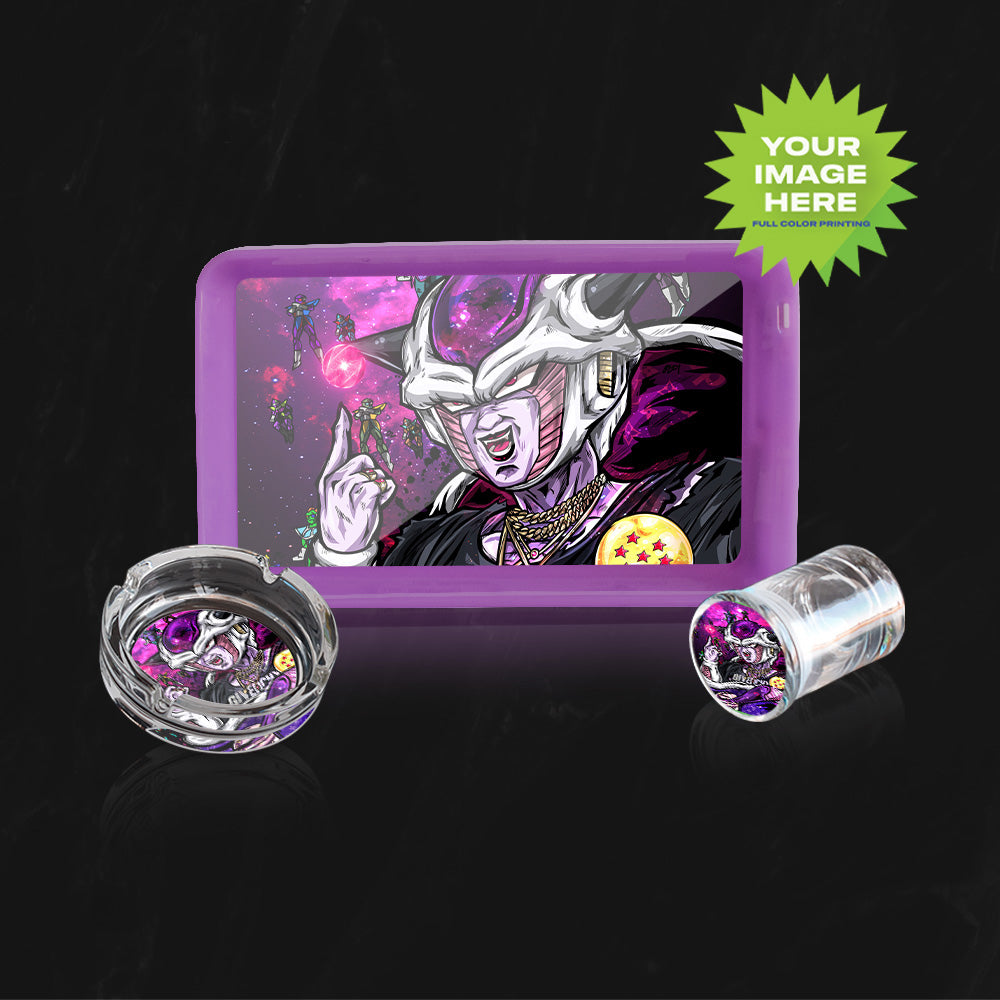 (BUNDLE) Custom LED Rolling Mood Tray Set with Ash Tray and Jar