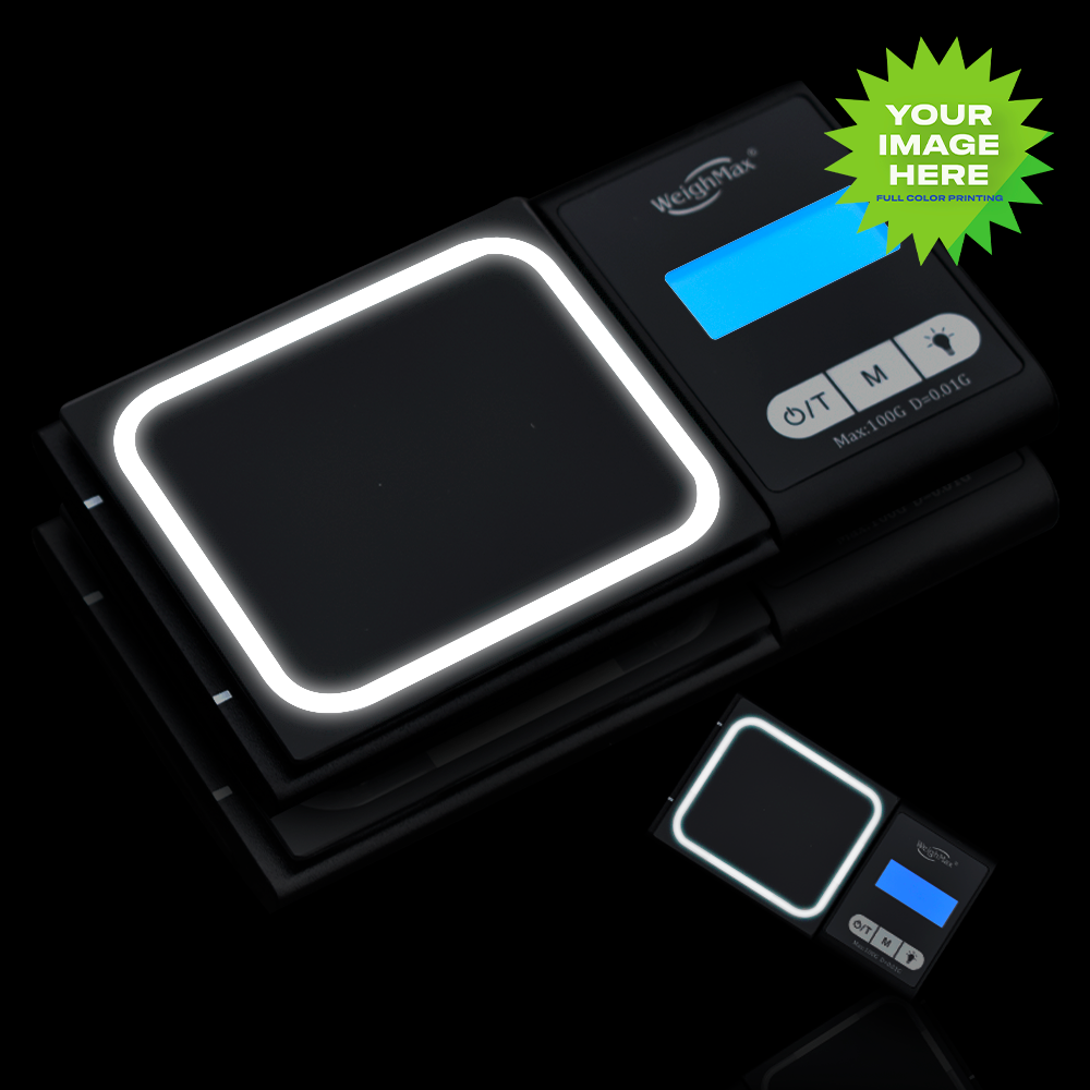 
                  
                    MOODTRAYS ™ Create Your Own LED Light up Digital Pocket Weight Scale Gram 100g x 0.01g - Custom LED Scale
                  
                