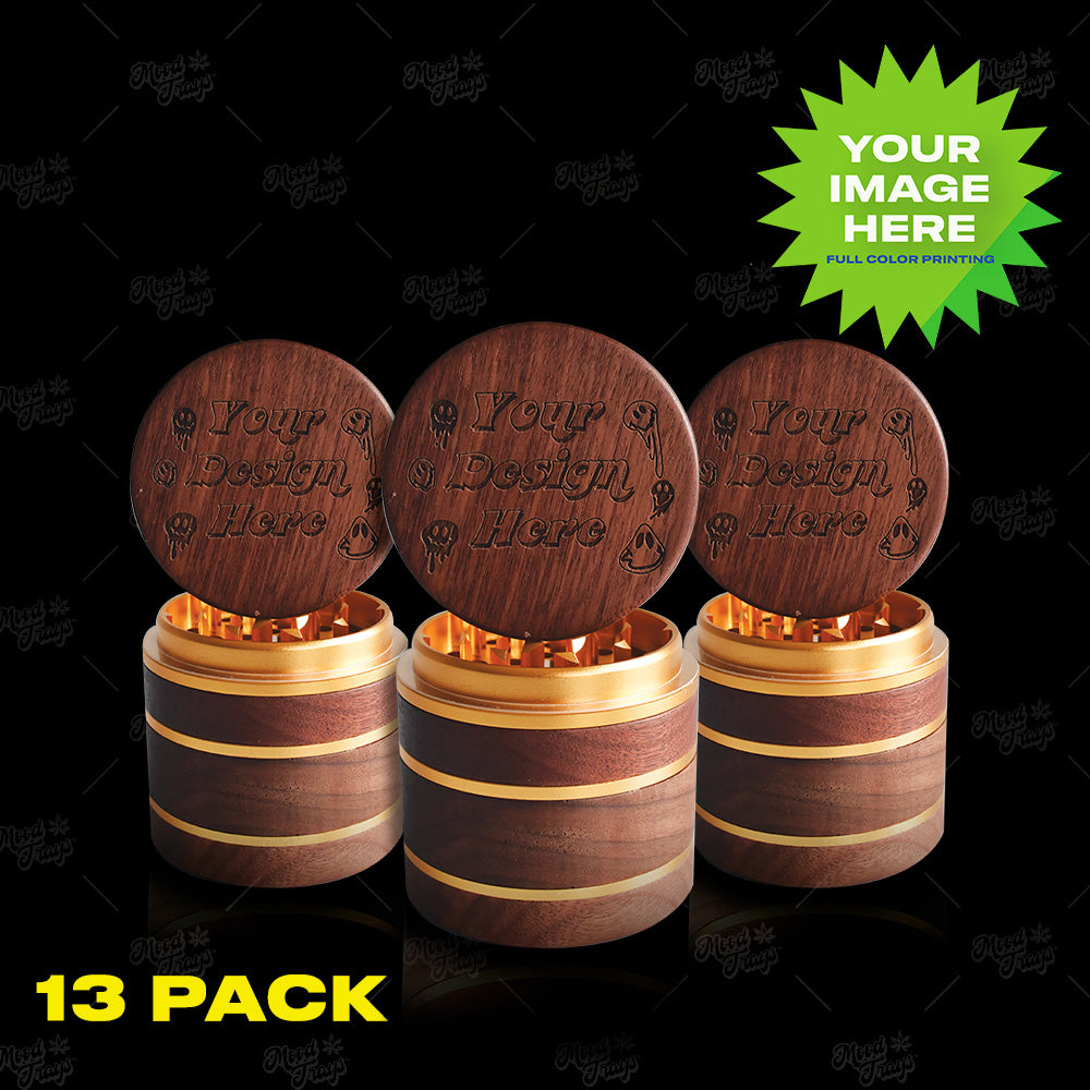 (12 PACK) MOODTRAYS ™ - Create Your Own Walnut Wood Herb Grinder 2.38