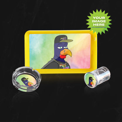 (BUNDLE) Custom LED Rolling Mood Tray Set with Ash Tray and Jar